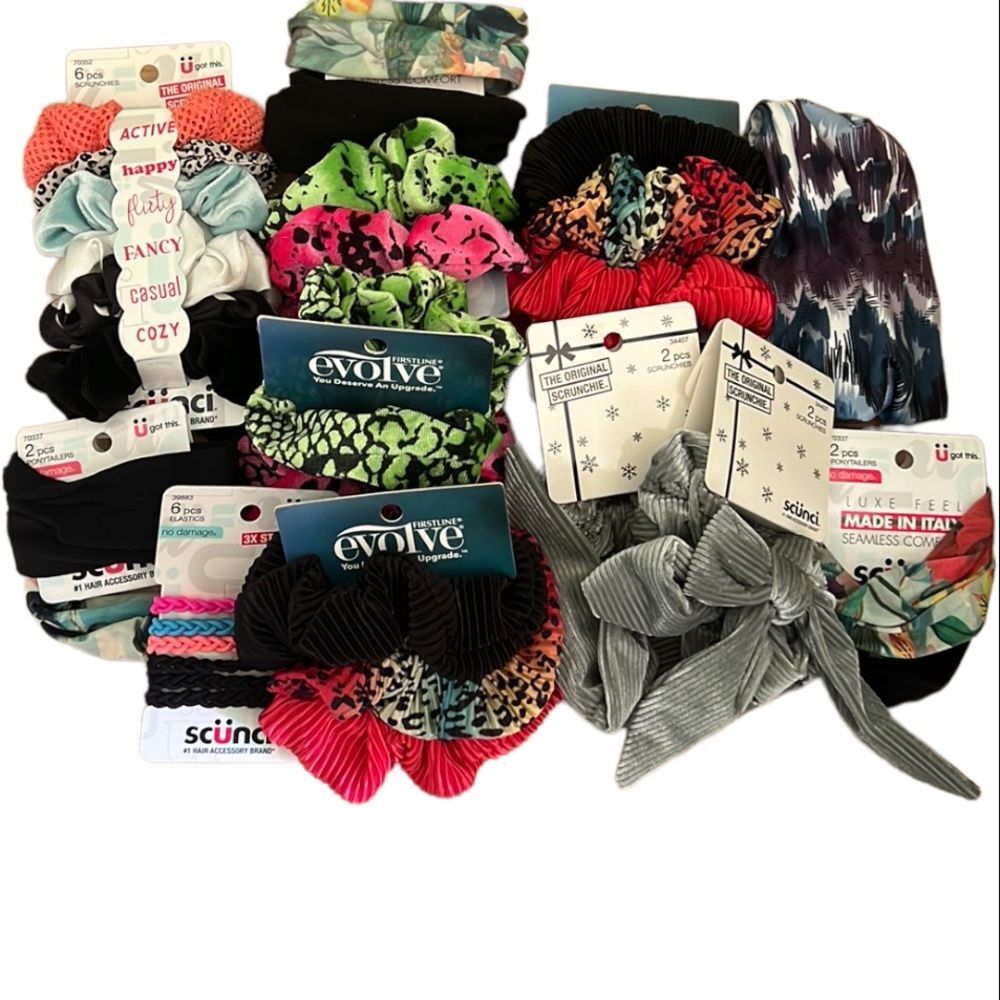 Scrunchie, hair tie and head band bundle lot of 33 NEW